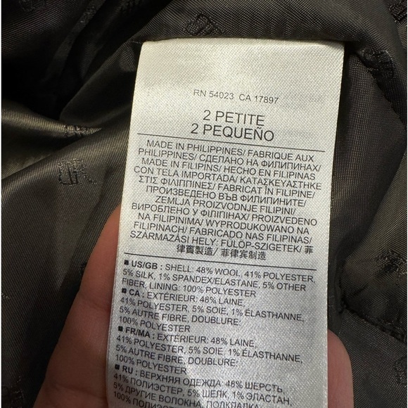 Banana Republic Tweed Military Style Brown/Olive Blazer size 2P old money D - Picture 4 of 11